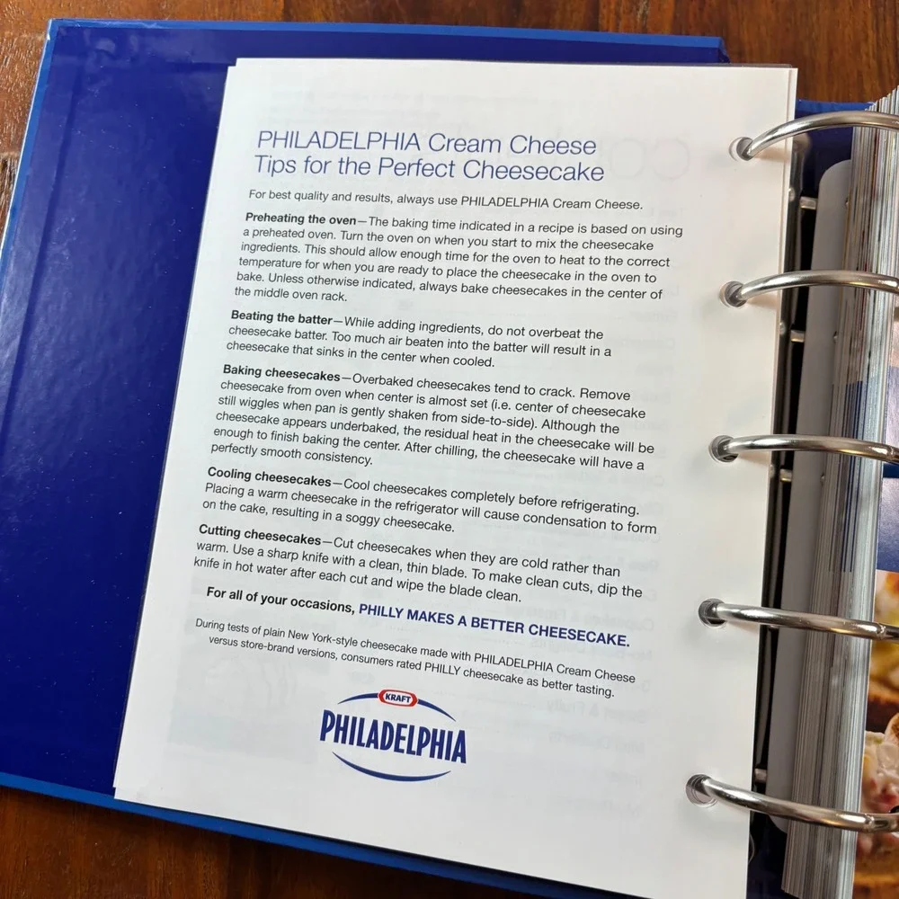 Philadelphia Cream Cheese Recipe Collection Binder 350+ Recipes 2012 Cookery
